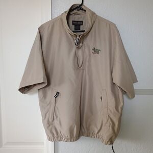 Tres Bien Polyester Tan Collared‎ Pullover 1/4 Zip Golf Jacket Size M Bethel Inn